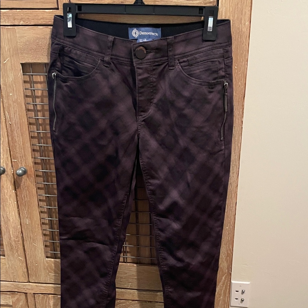 Democracy purple and black skinny jeans